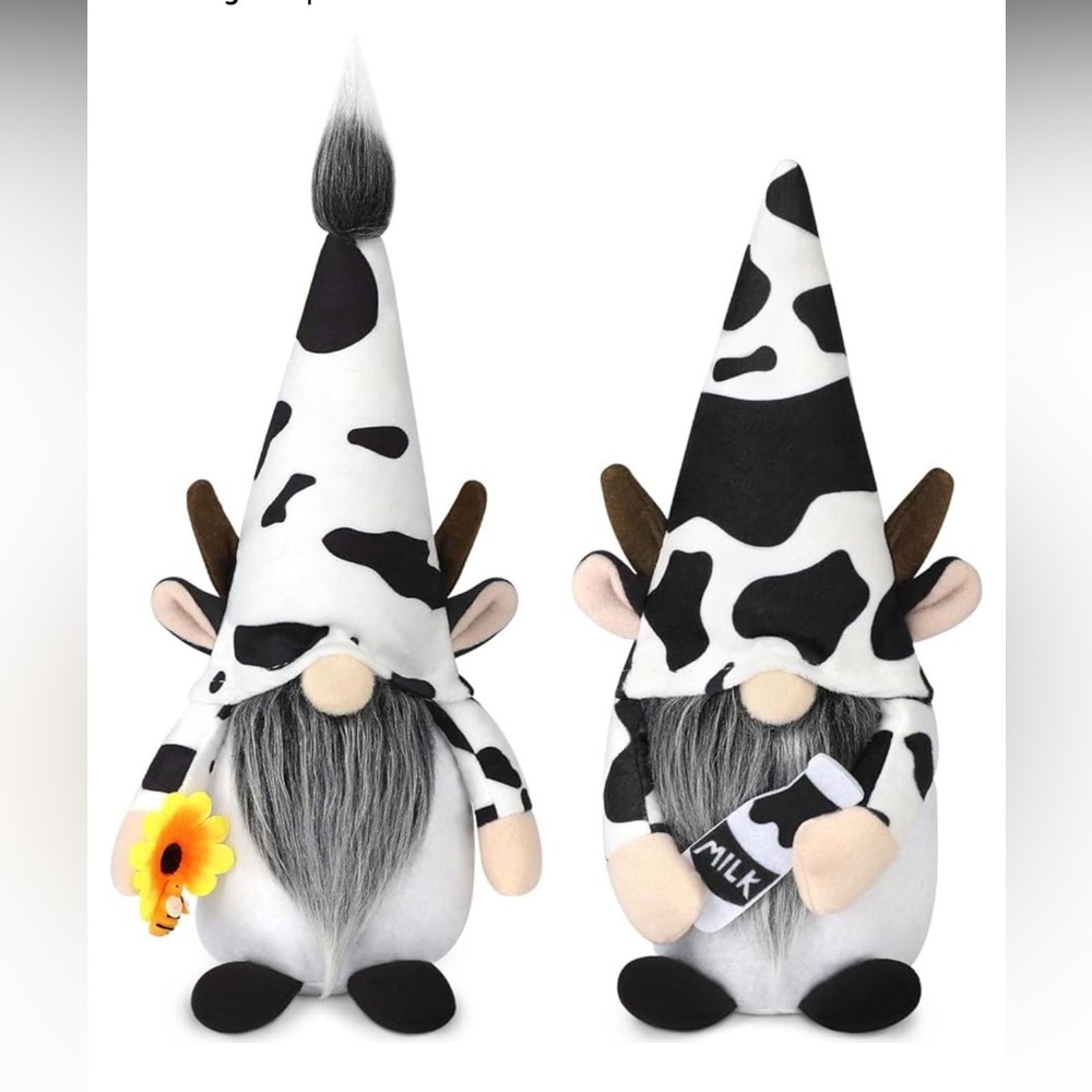 2PCS Cow Gnome Plush Decorations